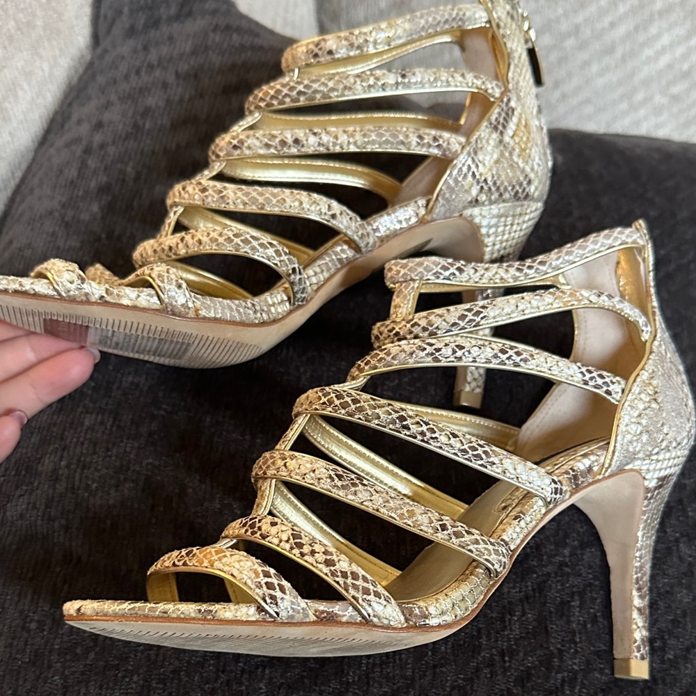 White House Black Market Metallic Snakeskin Heels